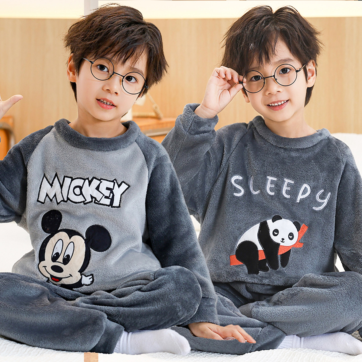 儿童睡衣秋冬季加厚款男孩法兰绒套装中大童珊瑚绒男童保暖家居服,童装/婴儿装/亲子装,家居服套装,淘宝优惠券,粉丝福利购,淘宝优惠卷