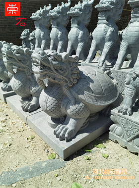 石雕青石石龟龙头龟墓地龟驼碑赑屃神兽摆件汉白玉大理石龙龟摆件