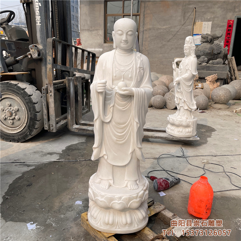崇石雕塑石雕汉白玉滴水观音地藏王佛像三面观音菩萨普贤大理石像