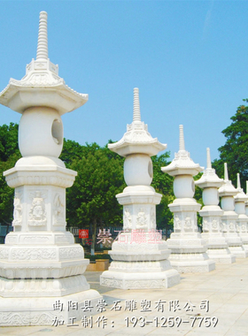 石雕汉白玉石塔舍利塔寺庙佛寺大理石仿古佛塔一对供奉雕塑摆件