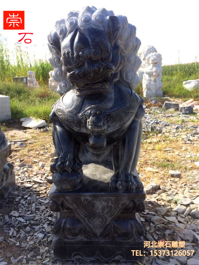 石雕青石大型石狮子一对看门镇宅家用小号门口祠堂招财摆件