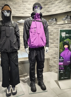 李宁CF溯万龙甲breath pro男女防暴雨透湿耐磨单层冲锋衣AEMU045