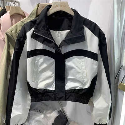 宽松女士春秋季薄款立领夹克上衣