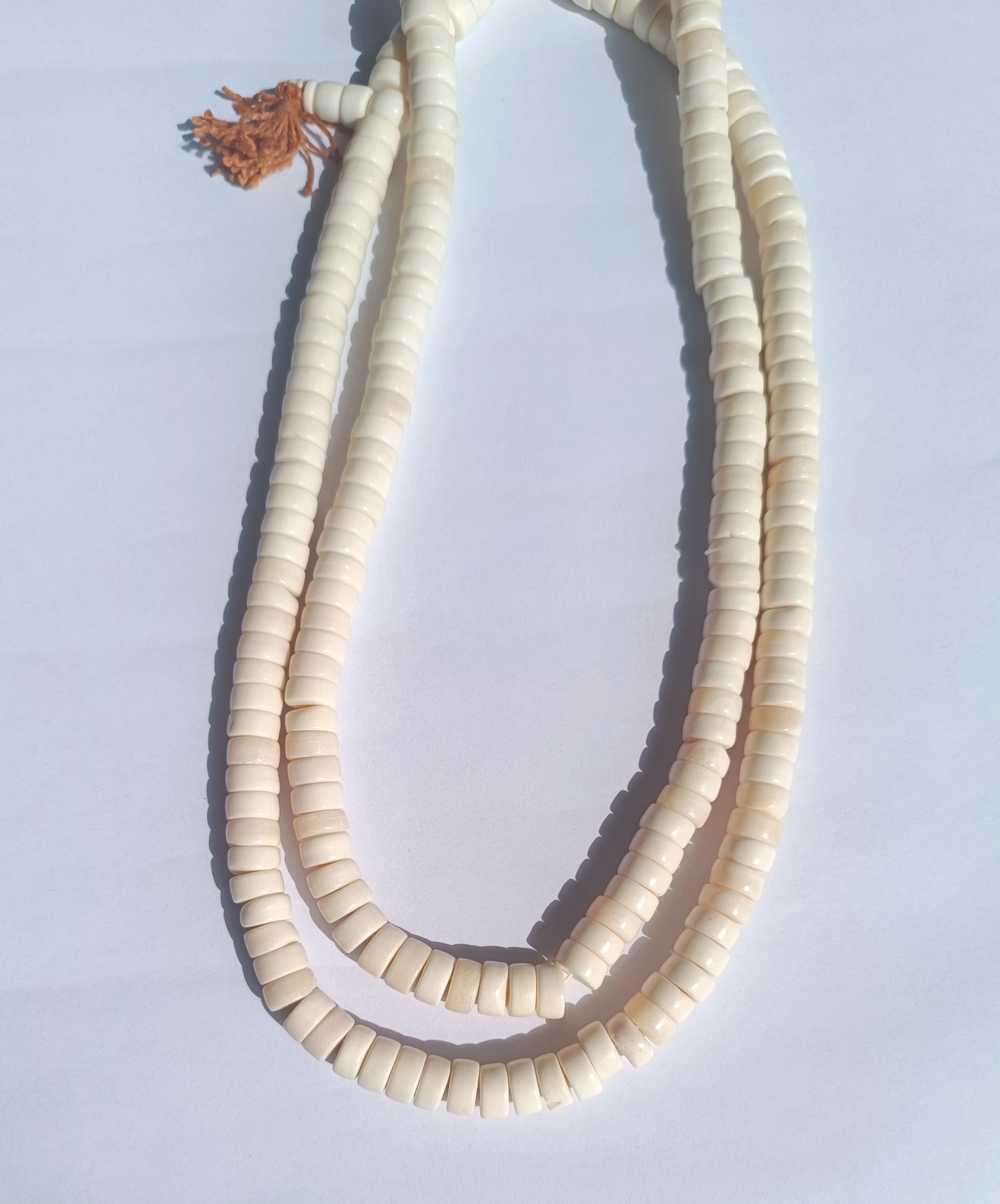 尼泊尔108颗手工牦牛骨佛珠 10mm藏式文玩牛骨手持念珠隔片配珠