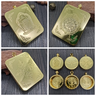 纯铜镀金微型小唐卡盒子藏传佛牌嘎乌盒吊坠尼泊尔噶乌擦擦壳空盒