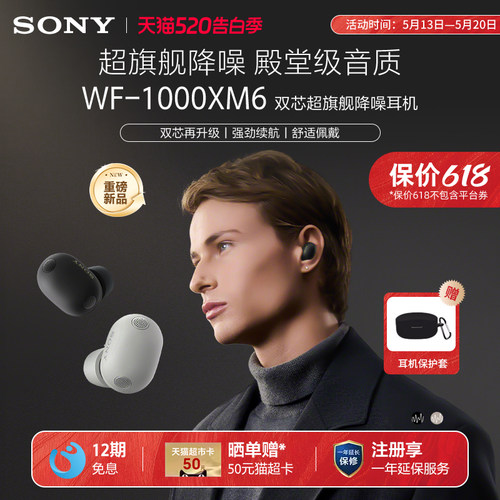Sony/索尼 WF-1000XM6 双芯超旗舰真无线蓝牙降噪耳机降噪豆