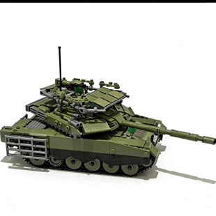 小鲁班军事积木T90M主战坦克模型811颗粒拼装玩具男孩礼物B1377