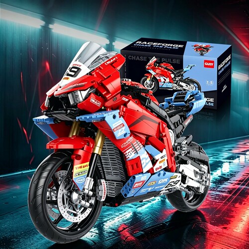 古励60569-820RR摩托车模型1：5机车系列高难度益智拼组装积木玩