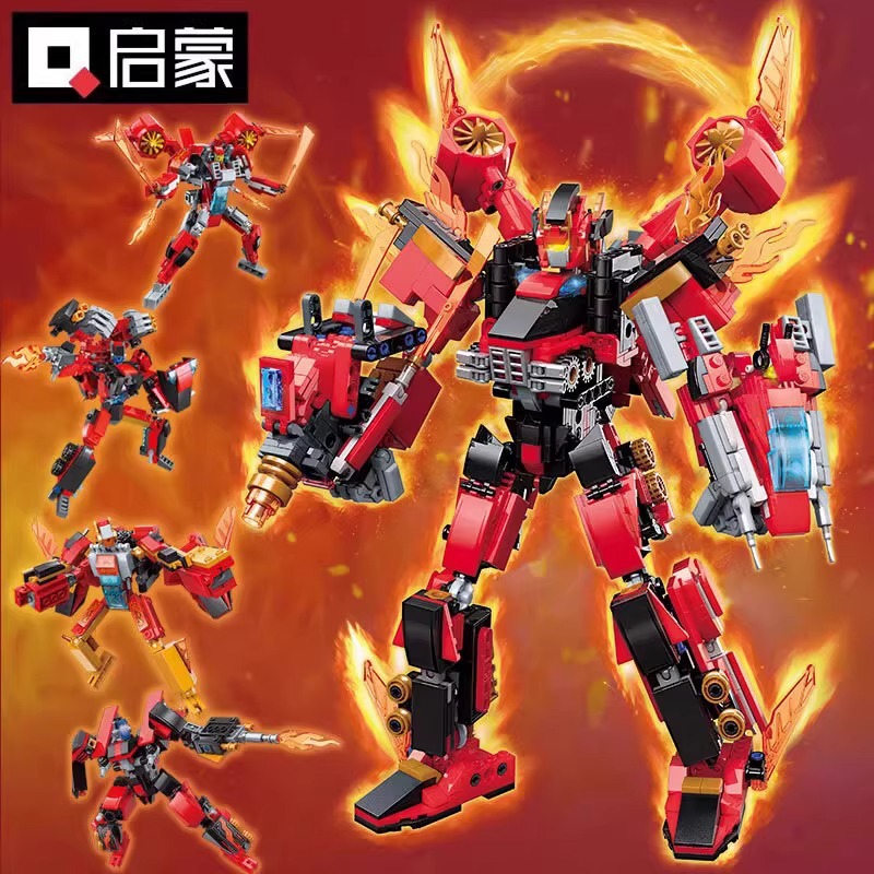 启蒙积木男孩变形机器人烈焰神将战士41305合体机甲拼装玩具礼物