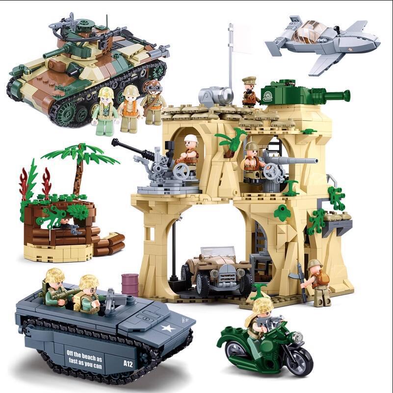 小鲁班军事系列坦克步兵拼装积木男孩儿童生日礼物玩具1108-1111