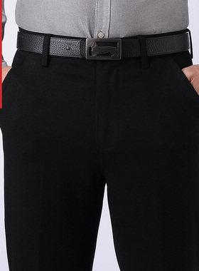 合华麟男裤秋冬深裆四面弹休闲裤中老年高腰宽松男裤子32551