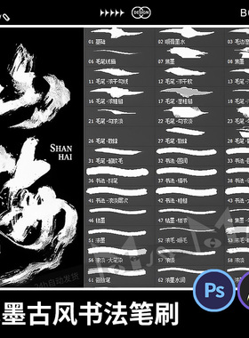 笔刷ps画笔水墨古风毛笔绘画国风墨迹书法procreate毛笔书写笔刷