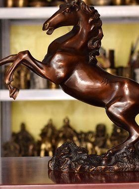 黄铜马摆件立马仿古做旧客厅办公室铜工艺品精致饰品龙马精神包邮