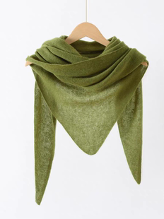 100%纯羊绒大三角披肩多功能打结针织围巾保暖LP同款氛围感外搭