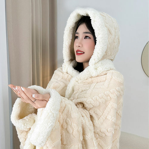 加绒保暖披肩毯子珊瑚绒盖毯