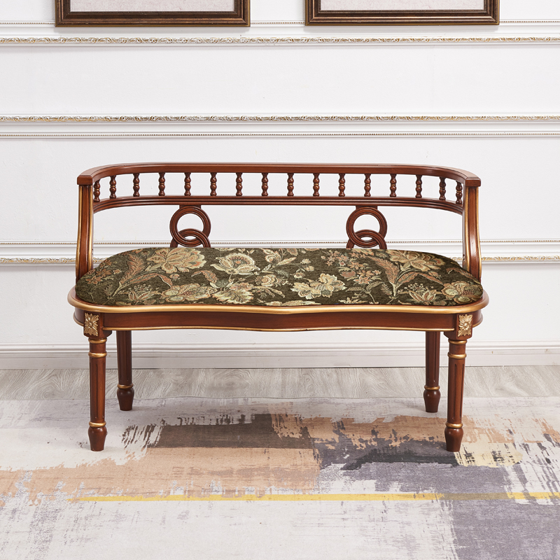 美式实木双人椅子客厅阳台休闲椅复古家具欧式单人沙发椅长椅靠背