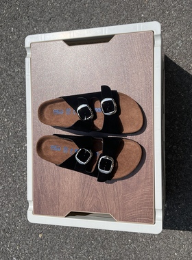 Remake客制凉鞋男女同款2023夏季新款软木底露趾平底黑色百搭凉鞋