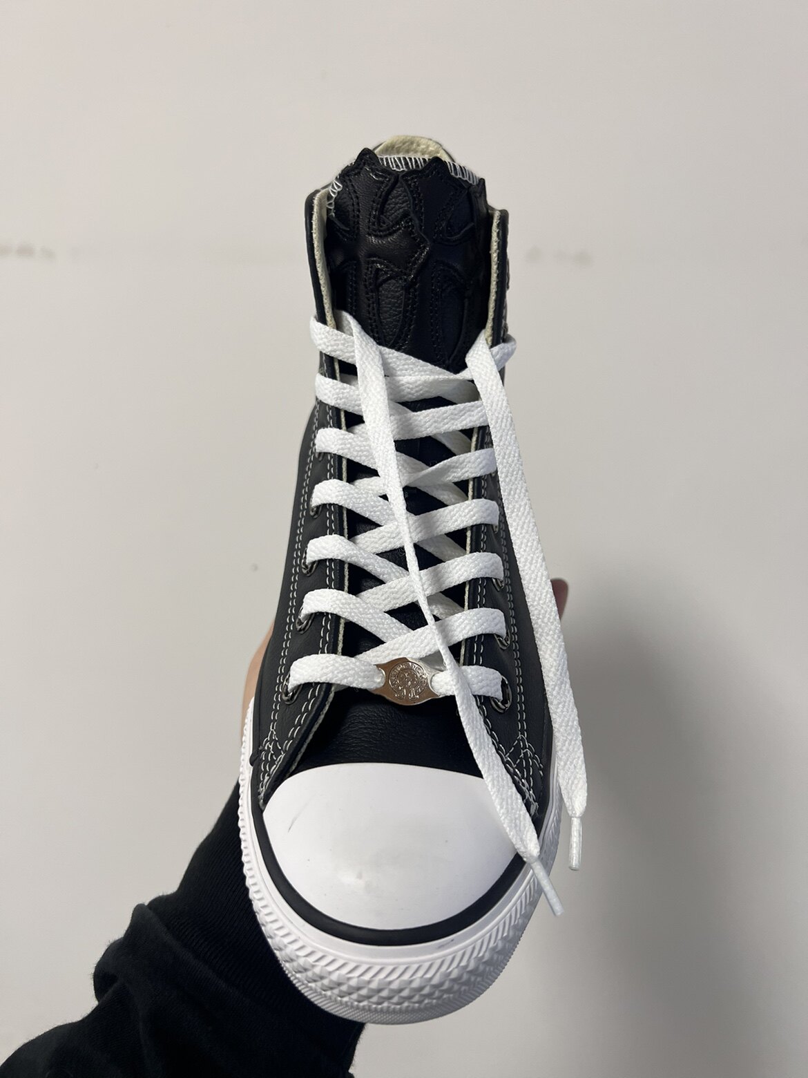 thumbnail for Remake, handmade, cross, sewn shoes, piece air eye buckle high-tops, crowe style studs, distressed trendy shoes