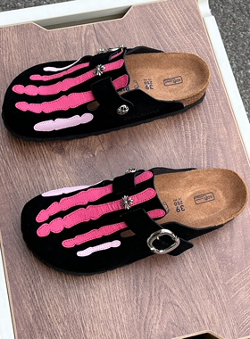 Remake包头式拖鞋客制皮标缝纫改造黑色休闲个性百搭外穿男女同款