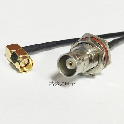 BNC母转SMA公射频连接线 50-1.5镀银馈线 RG174馈线 BNC防水母头
