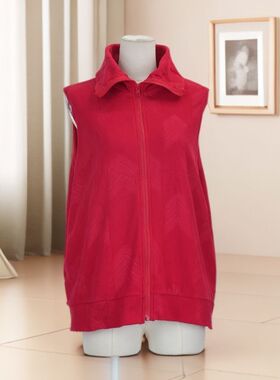 秋冬新款女纯色简约无袖拉链开衫马甲修身遮肉显瘦气质百搭41724