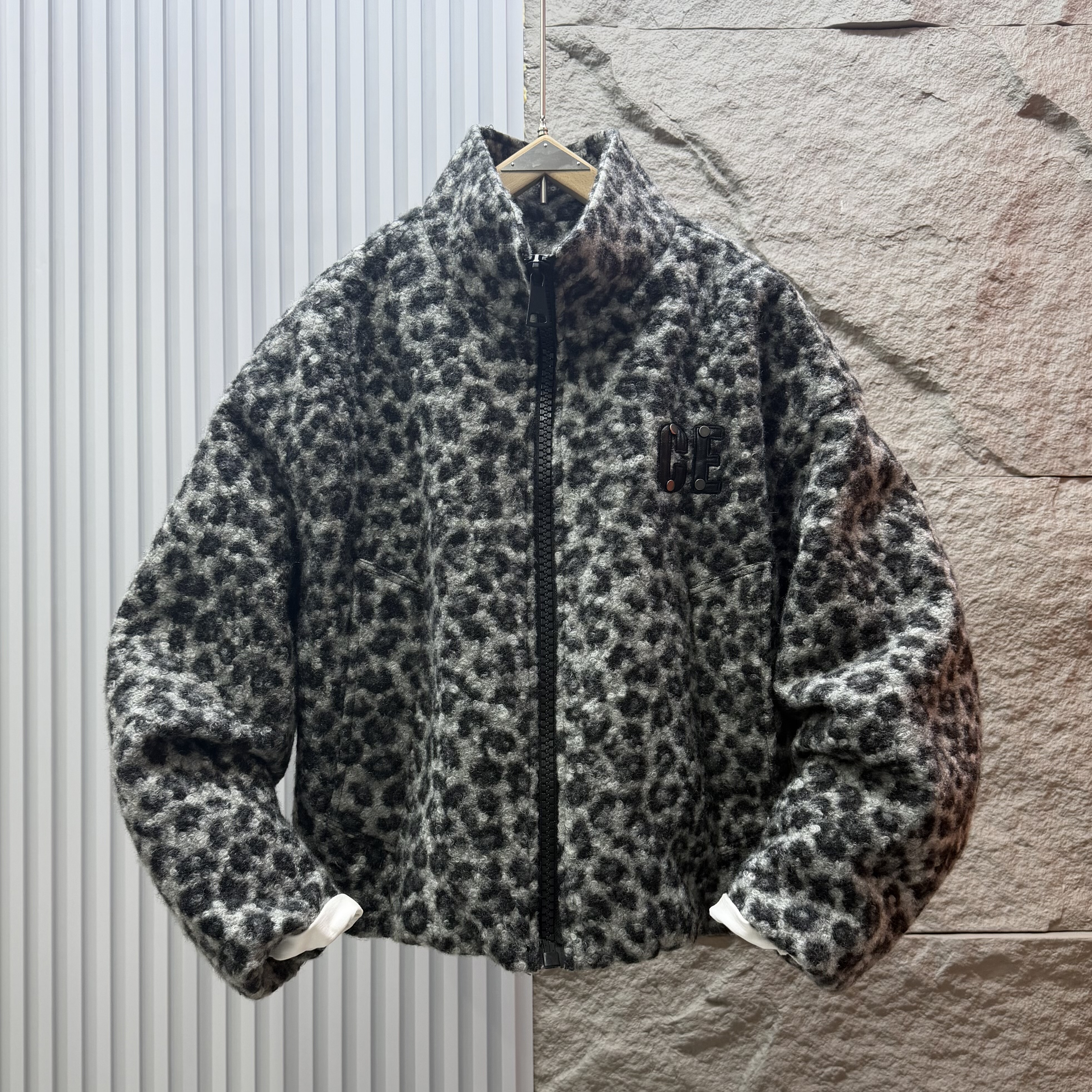 冬季新款潮牌复古立领豹纹棉服宽松洋气高街痞帅外套宽松男女同款