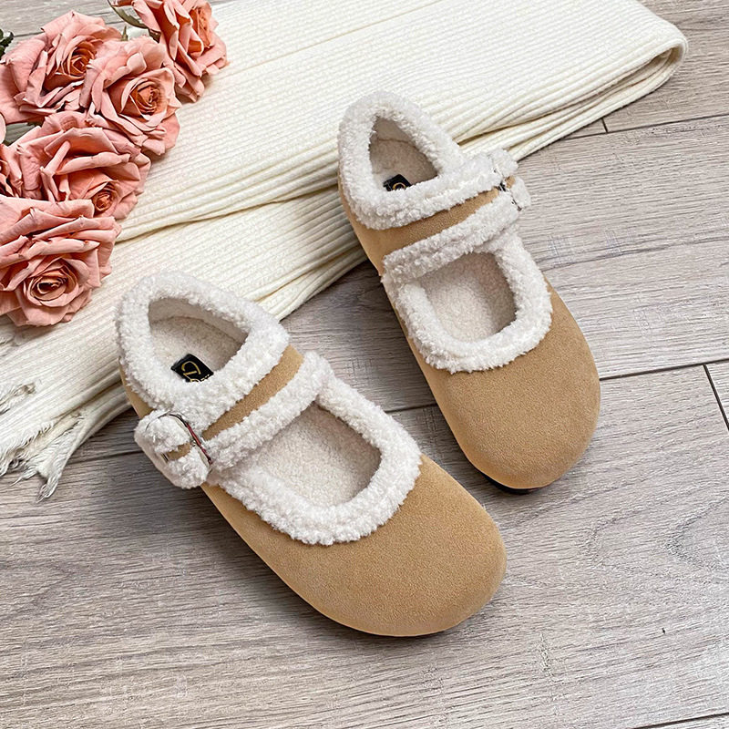 加绒豆豆鞋女冬2025新款厚底毛毛鞋外穿平底一脚蹬棉鞋大码女鞋子,女鞋,棉鞋,淘宝优惠券,粉丝福利购,淘宝优惠卷