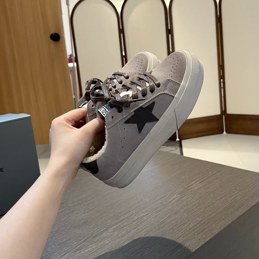 2025年秋冬新款星星鞋做旧真皮加绒休闲百搭保暖板鞋复古德训鞋批,女鞋,棉鞋,淘宝优惠券,粉丝福利购,淘宝优惠卷
