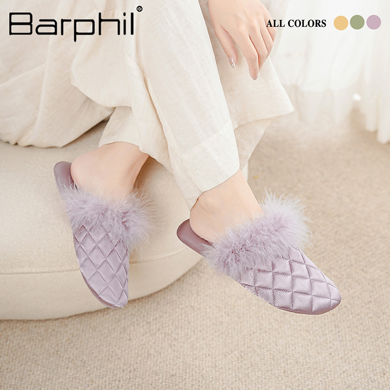 tpr秋冬拖鞋女月子鞋感室内居家静音新中式毛毛拖鞋