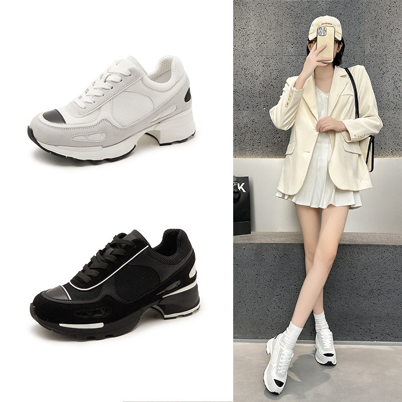 2026新款小香风厚底休闲运动板鞋百搭小白鞋女时尚系带黑白鞋,女鞋,时尚休闲鞋,淘宝优惠券,粉丝福利购,淘宝优惠卷