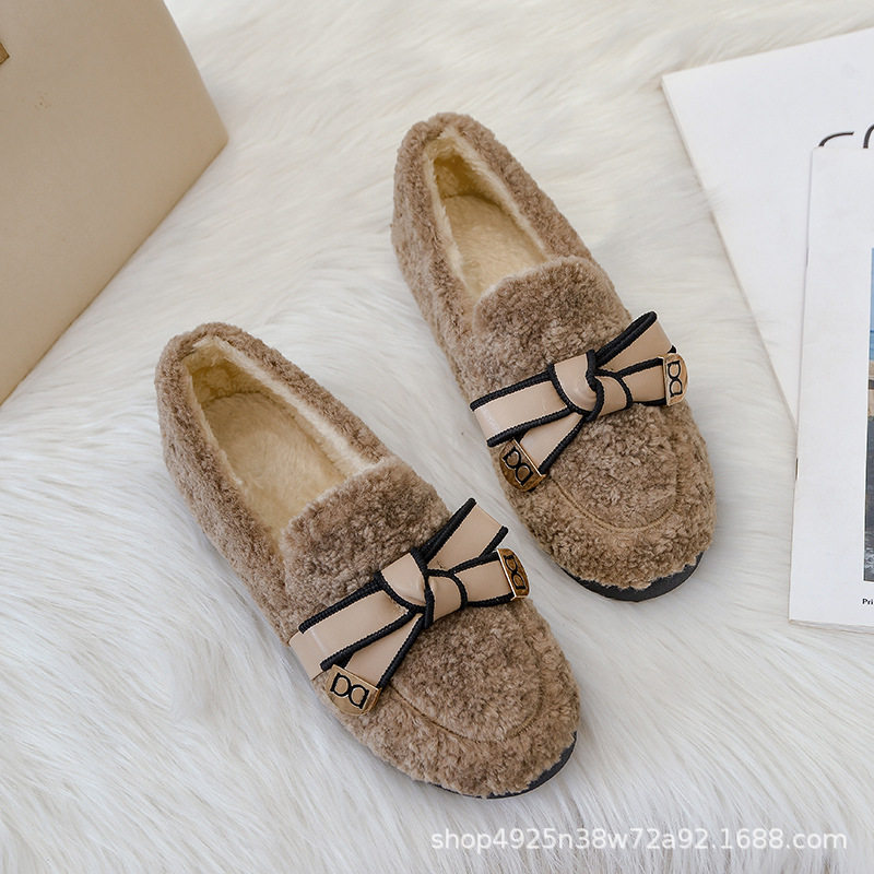 毛毛鞋女冬外穿2025新款加绒厚底羊羔毛棉鞋瓢鞋软底一脚蹬豆豆鞋,女鞋,棉鞋,淘宝优惠券,粉丝福利购,淘宝优惠卷