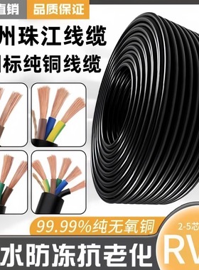 珠江无氧铜芯新国标YZ护套线电缆线2芯3芯4芯5芯延长线1.5 2.5 4