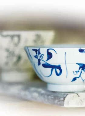 茶花汤面碗老式复古景德镇米饭碗