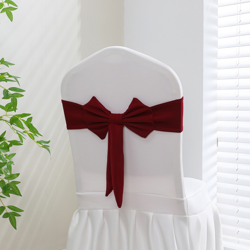 免系弹力绑带箍带椅背装饰婚庆弹力椅套蝴蝶结会展婚庆弹力椅背花