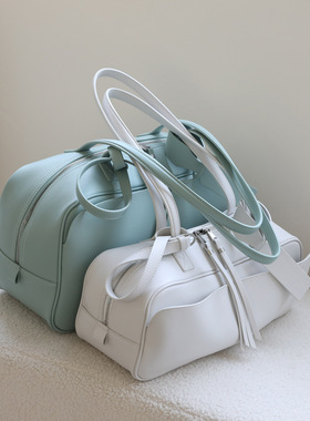 头层牛皮保龄球腋下包真皮单肩包吐司包枕头包手提包大容量通勤包