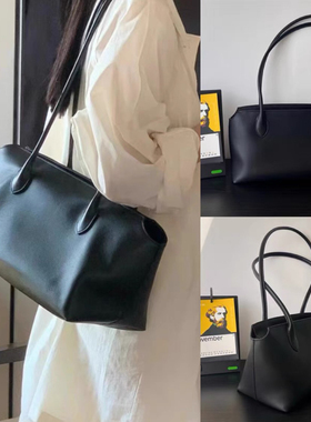 韩国ins小众头层牛皮真皮极简风百搭大容量托特包单肩腋下手提包