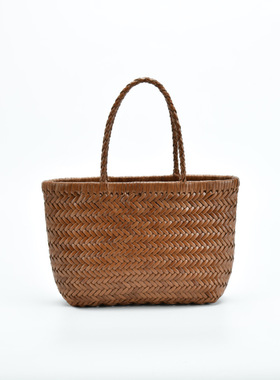 d家法式mini小号编织包头层牛皮夏季小众复古纯手工菜篮子手提包