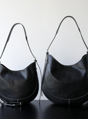 小众轻奢复古百搭休闲慵懒松弛感托特包大容量头层植鞣牛皮马鞍包