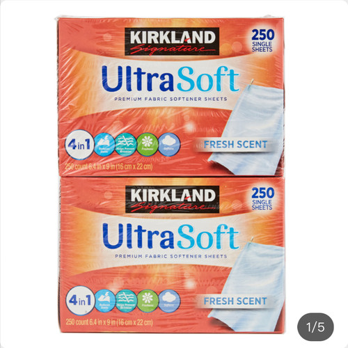 Costco&Sam超市代购科克兰织物柔软纸250张*2盒烘干机香衣纸