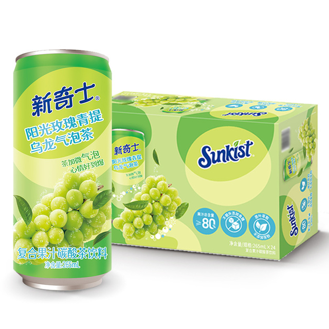 山姆超市代购新奇士阳光玫瑰青提乌龙气泡茶265ml*24