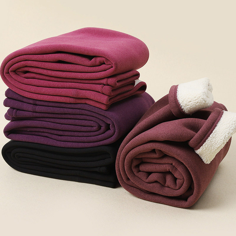 秋冬新款女士加绒加厚保暖裤高腰棉裤中老年一体羊羔绒打底冬棉裤