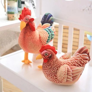 仿真鸡公仔毛绒玩具大公鸡老母鸡抱枕小鸡音乐鸡窝玩偶报春鸡活动