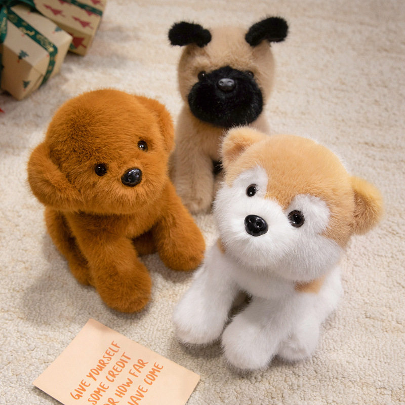 仿真狗狗玩偶柯基泰迪狗雪纳瑞玩偶布娃娃抱枕博美八哥安抚抱枕女