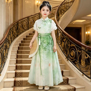 女童汉服夏季短袖马面裙中式唐装