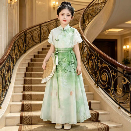 儿童汉服马面裙夏季薄款女童中国风唐装小女孩中式明制古装仙女裙