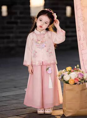 女童春夏季超仙新中式唐装两件套