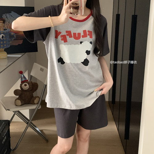 ins大码睡衣女纯棉可外穿