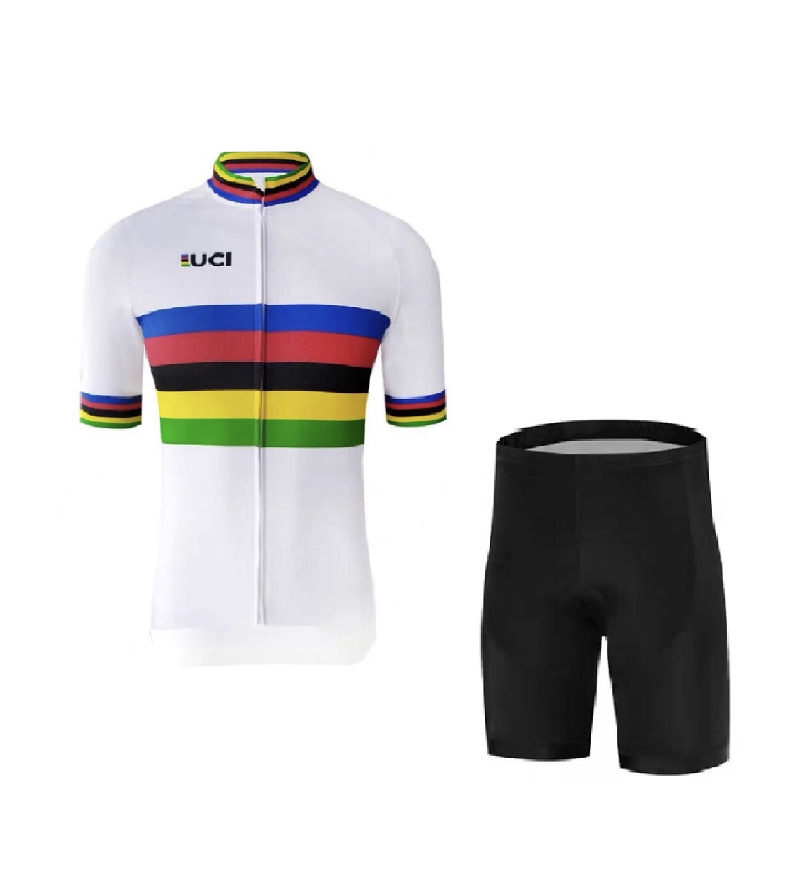 新款彩虹山地自行车服环法车队版动感单车短袖骑行服透气上衣夏季