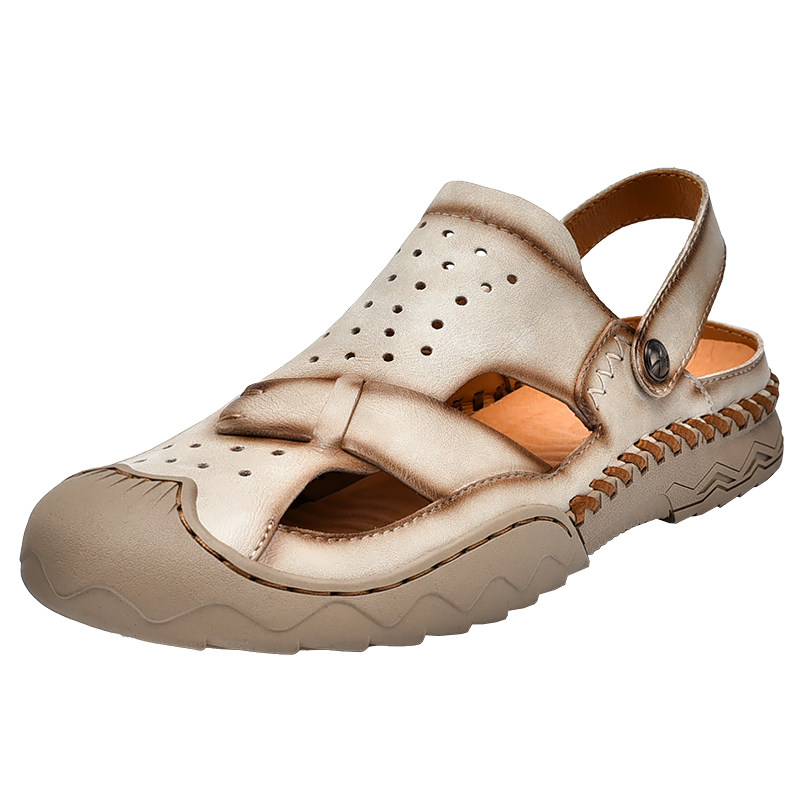 HUAGANG CAMEL SANDALS MENS SUMMER LEATHER TOE BEACH SHOES FOR MENS MENS TIDE DUAL-USE VIETNAMESE SLIPPERS MEN