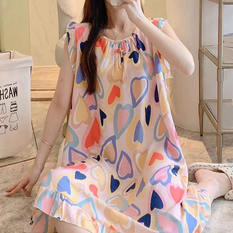 棉绸睡裙女夏季薄款性感背心连衣裙日系宽松睡衣可爱风学生家居服